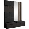 GARDEROBE Margaret I+II 162/203/43 mit gepolsterten Paneelen/Lamellen/Spiegel - Schwarz, Holzwerkstoff/Kunststoff (162/203/43cm) - Beautysofa