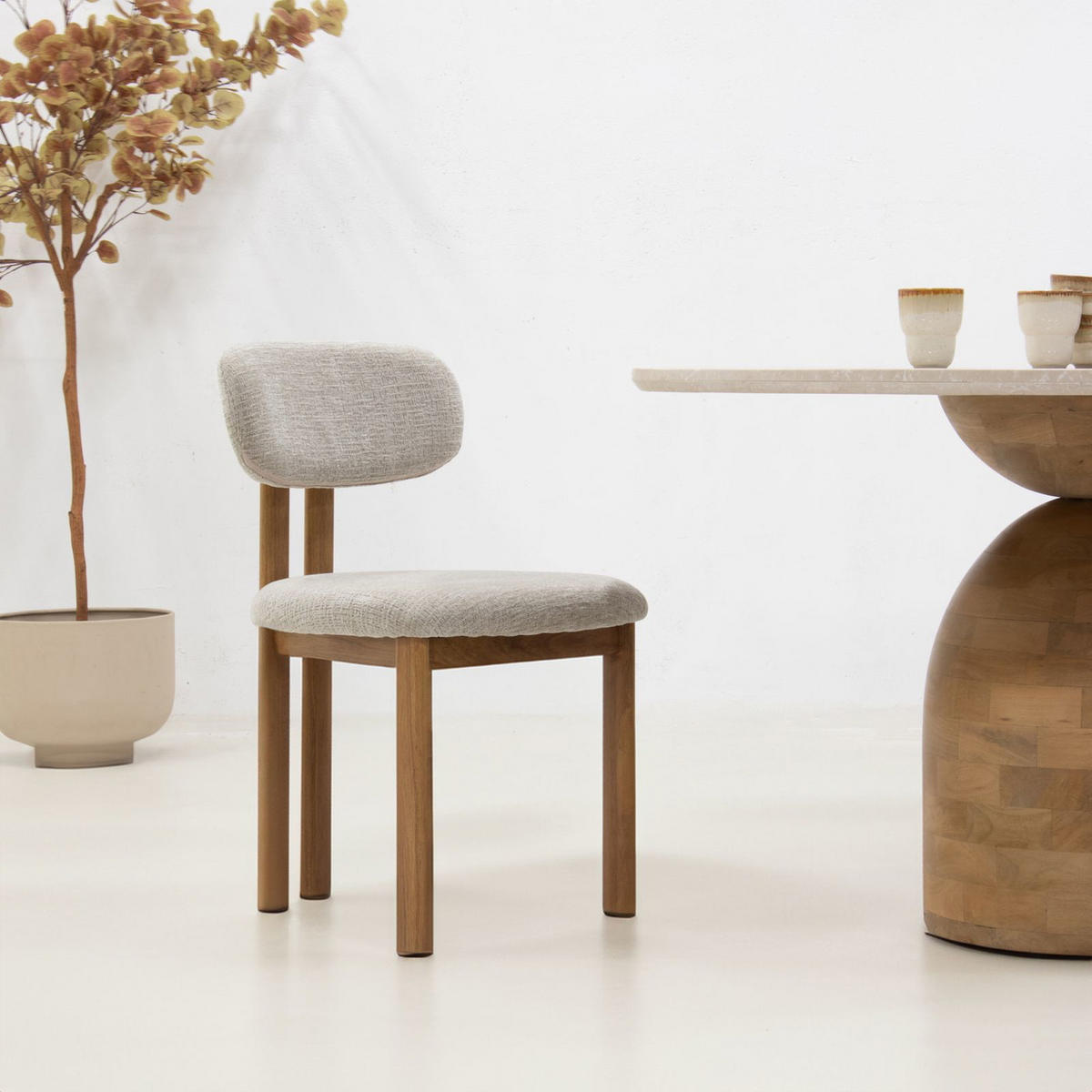 ESSZIMMERSTUHL 2er Set aus Stoff, beige/natur - Beige, Textil (51/81/53cm) - Giga Meubel