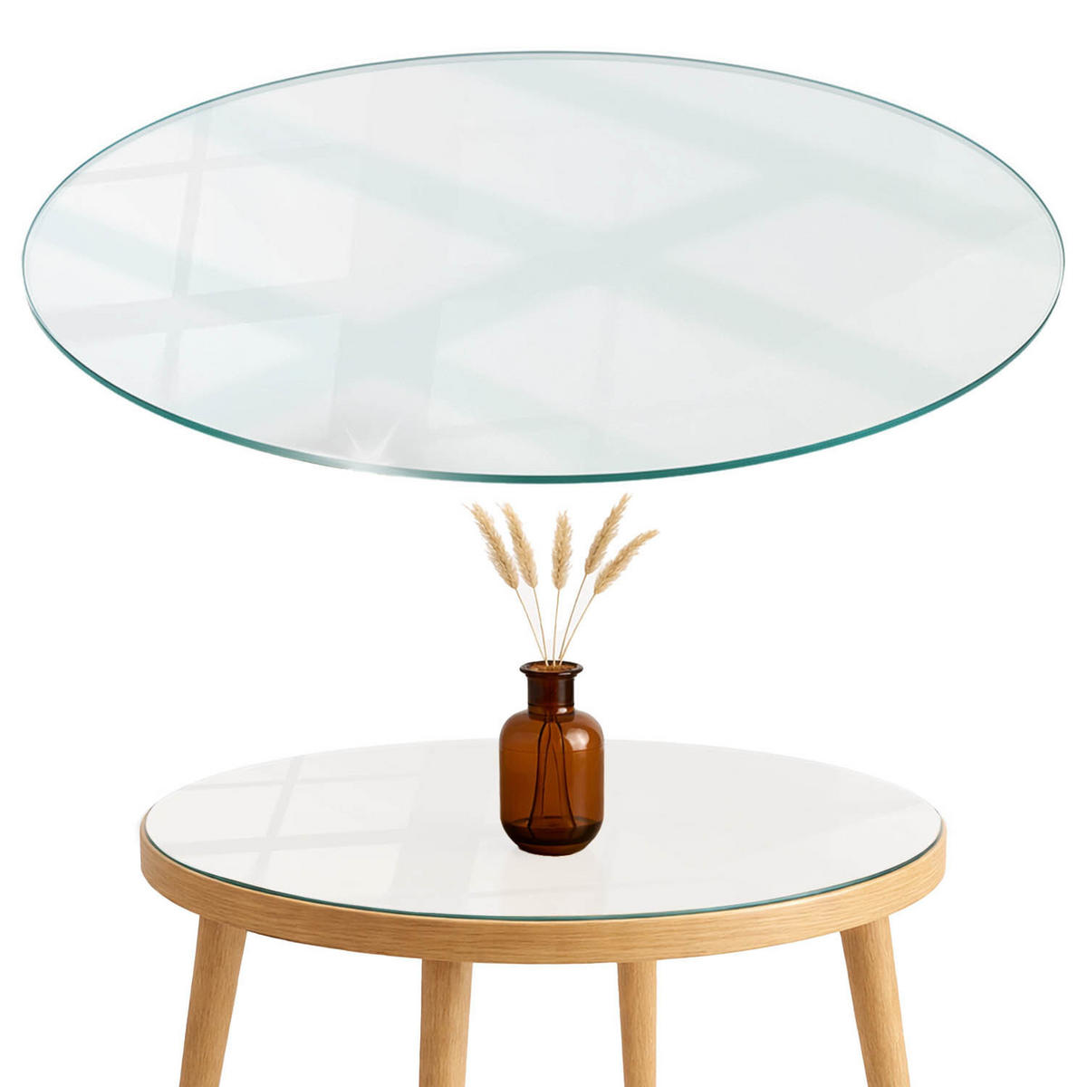 TISCHPLATTE fi70 cm Farbe Weiß, glatt - Weiß, Glas (0.4/70/70cm) - TULUP