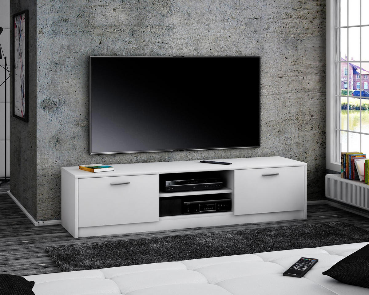 FERNSEHKOMMODE 2DC Weiß 160/41/36 cm - Weiß, Holzwerkstoff (160/36/41cm) - Matkam Möbel