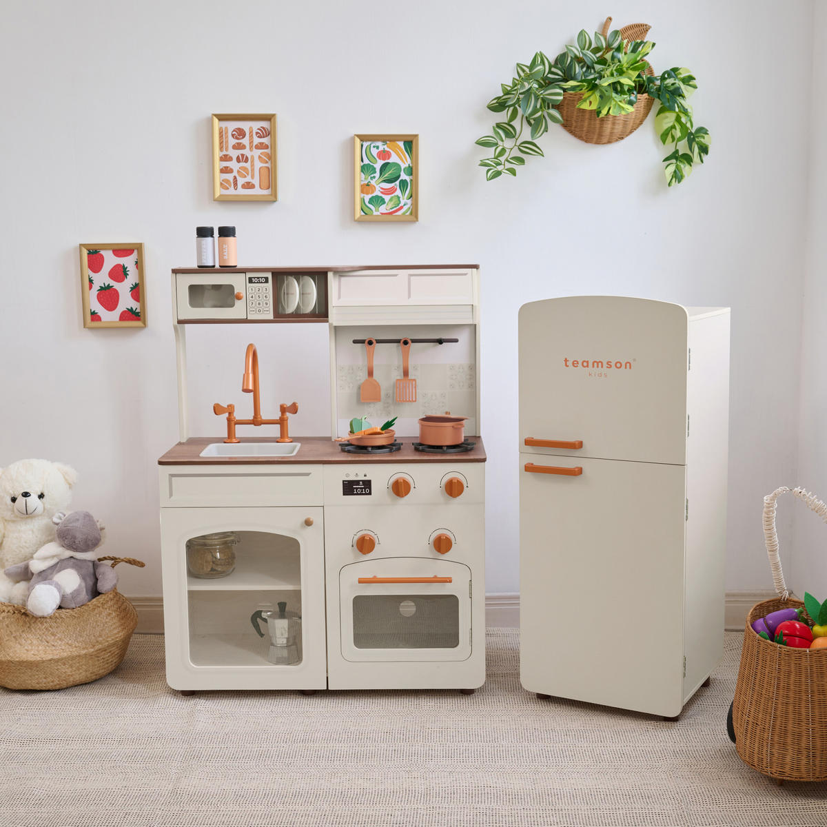 KINDERKUCHE Modulare Holze mit Kühlschrank, 92cm, Weiß - Weiß, Holzwerkstoff (104/30/92cm) - Teamson Kids