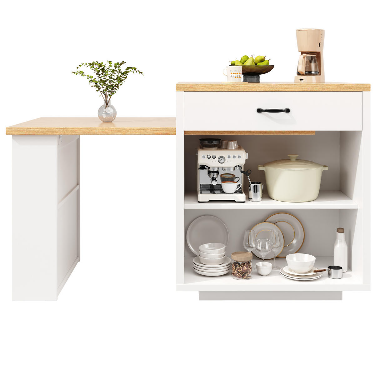 BUFFET 196/59/94 cm weiß aus MDF mit LED - Weiß, Holzwerkstoff (196/94/59cm) - OKWISH