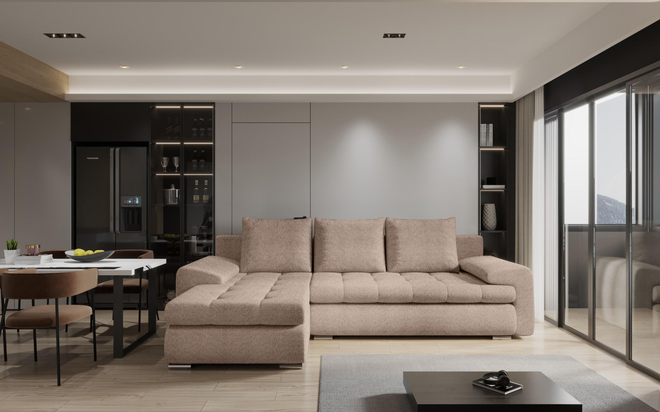 ECKSOFA TOMI Abriamo Rosa Links - Rosa, Holz (150/237cm) - Kaiser Möbel