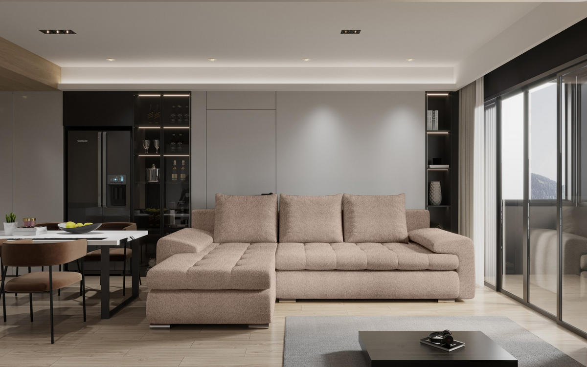 ECKSOFA TOMI Abriamo Rosa Links - Rosa, Holz (150/237cm) - Kaiser Möbel