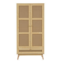 KLEIDERSCHRANK mit Kleiderstange & Rattan-Optik, 90/45/183 cm, Natur - Naturfarben, Holz (90/183/45cm) - Redom
