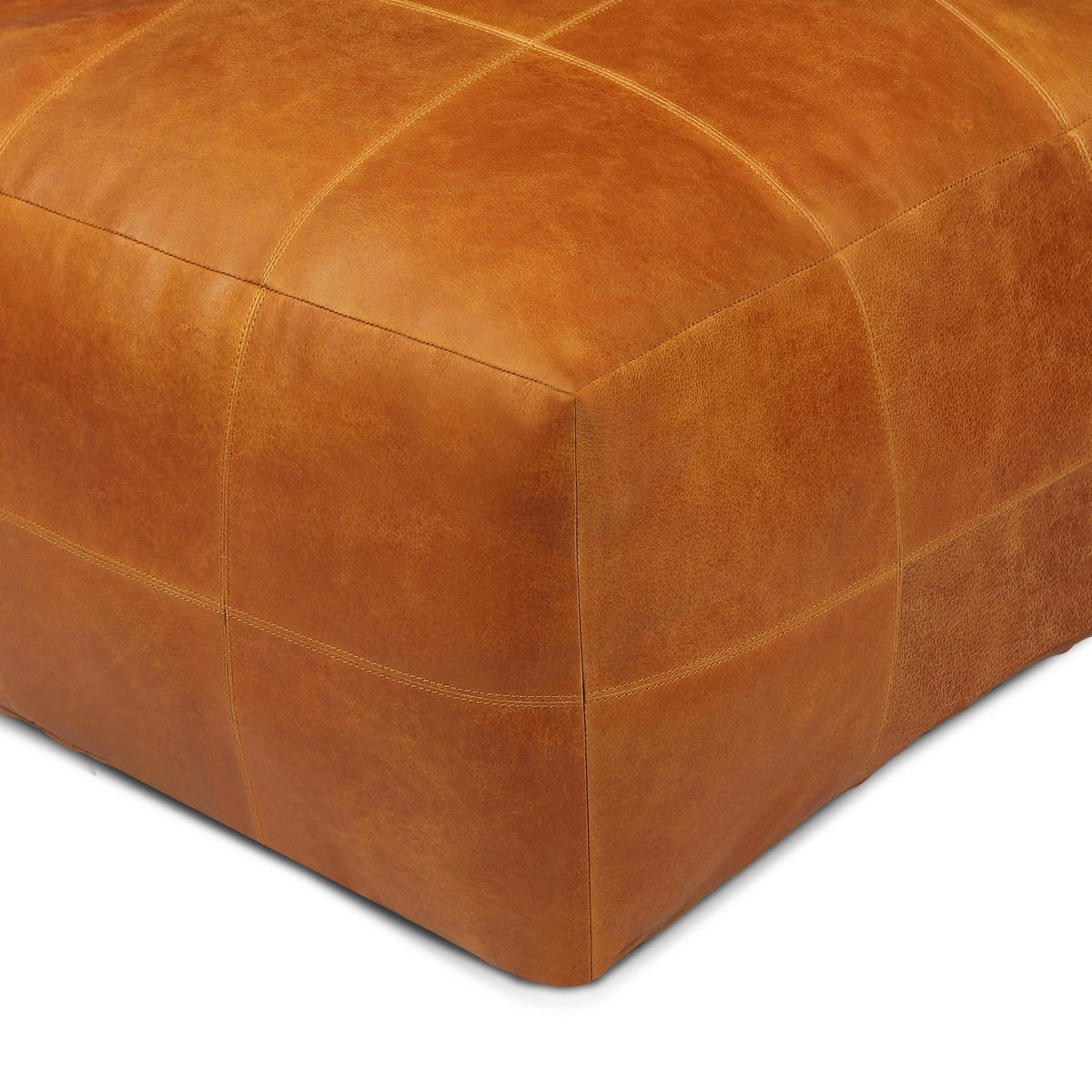 POUF 60/60/45 cm Echtleder Cognacbraun - Braun, Leder (60/45/60cm) - Furnhouse