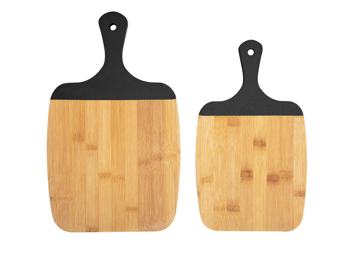 SCHNEIDEBRETTER Bambus Gourmet 2er-Set - Schwarz, Naturmaterialien (23/38cm)