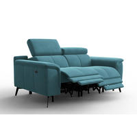 SOFA RELAX FIERO 2-Sitzer, Minter Veloursstoff - Schwarz/Mintgrün, Holz/Textil (170/82/103cm) - Courtois Laville