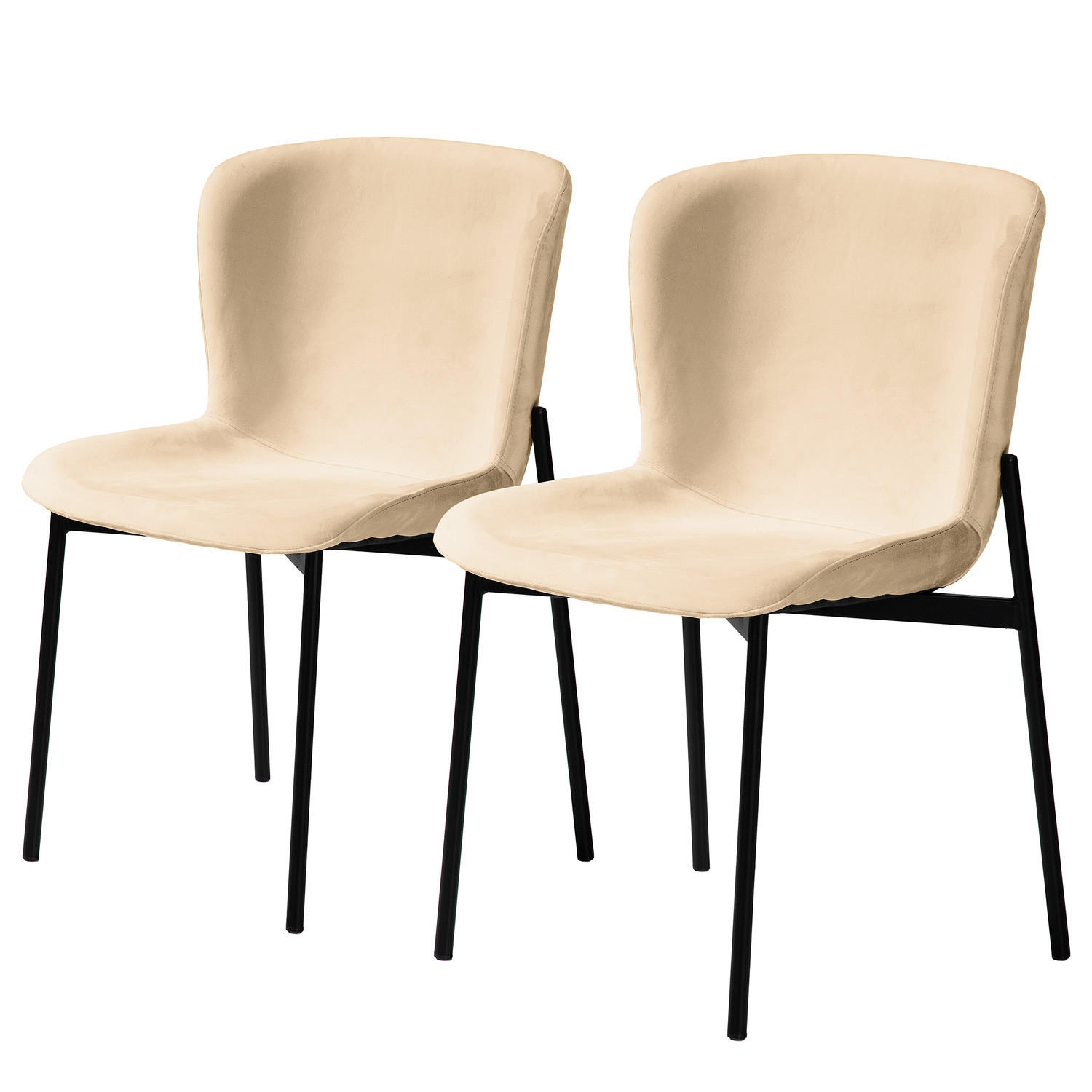 POLSTERSTUHL - 2er-Set - Beige/Schwarz, Textil (52/79/49cm) - home24