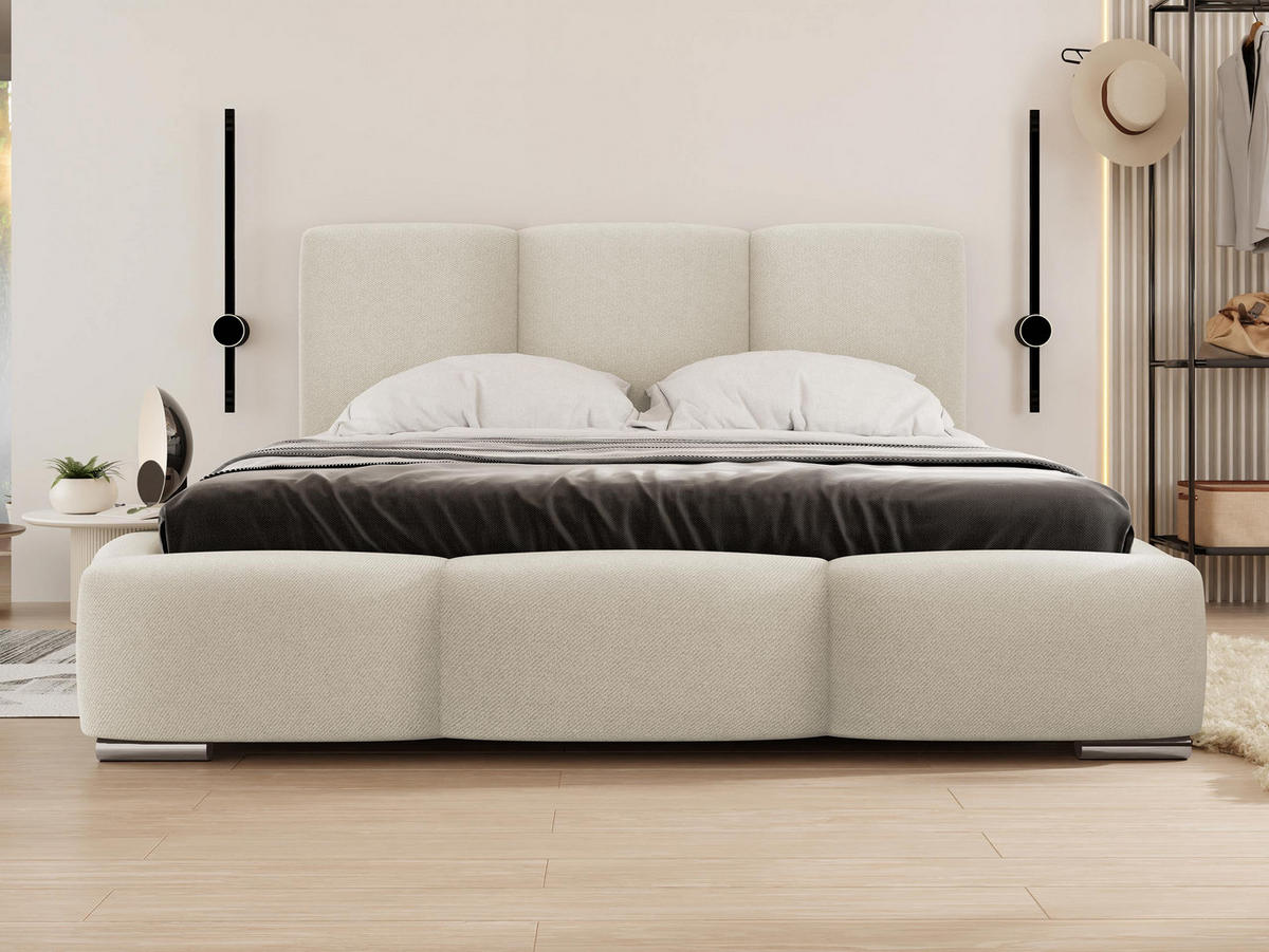 POLSTERBETT Olweria - Chromfarben/Naturfarben, Holz/Textil (180/200cm) - MIRJAN24