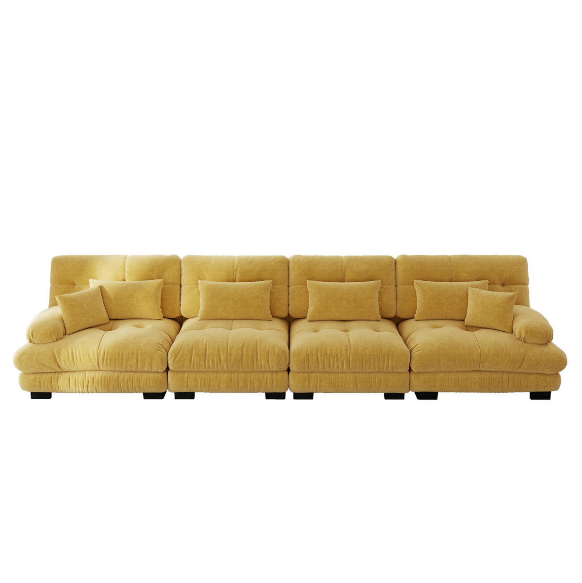 ECKSOFA 406/77/81 cm gelb aus Chenille mit Tiefensitz und modularem Komfort - Gelb, Textil (77/406cm) - OKWISH