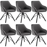 ESSZIMMERSTUHL 6er Set, Samt Sessel, Dunkelgrau - Dunkelgrau/Schwarz, Textil/Metall (57/83.5/53cm) - Woltu