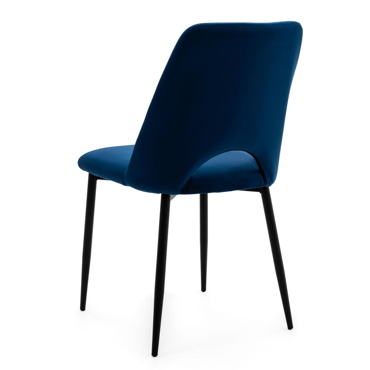 STUHL ORO gepolsterter mit Steppung - dunkelblau - Samt Velour - Blau/Schwarz, Textil/Metall (47/91/55cm) - NEW HOME