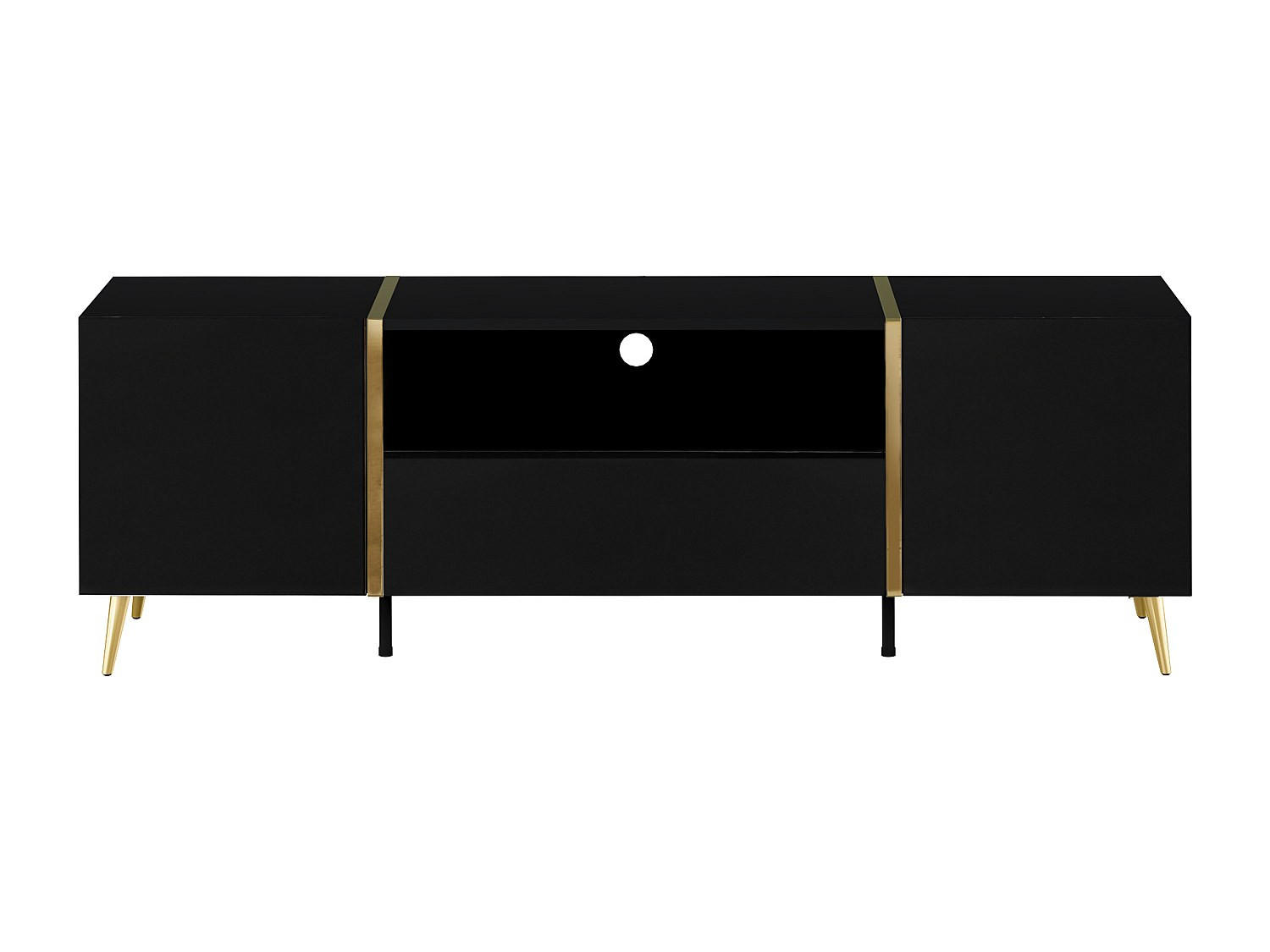 TV-BOARD - 158 cm x 41 cm - Holz, Platte - Schwarz, Goldfarben - MARZIALO - Goldfarben/Schwarz, Holz (158/51.8/41cm) - Vente-Unique