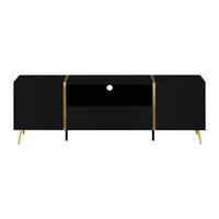 TV-BOARD - 158 cm x 41 cm - Holz, Platte - Schwarz, Goldfarben - MARZIALO - Goldfarben/Schwarz, Holz (158/51.8/41cm) - Vente-Unique