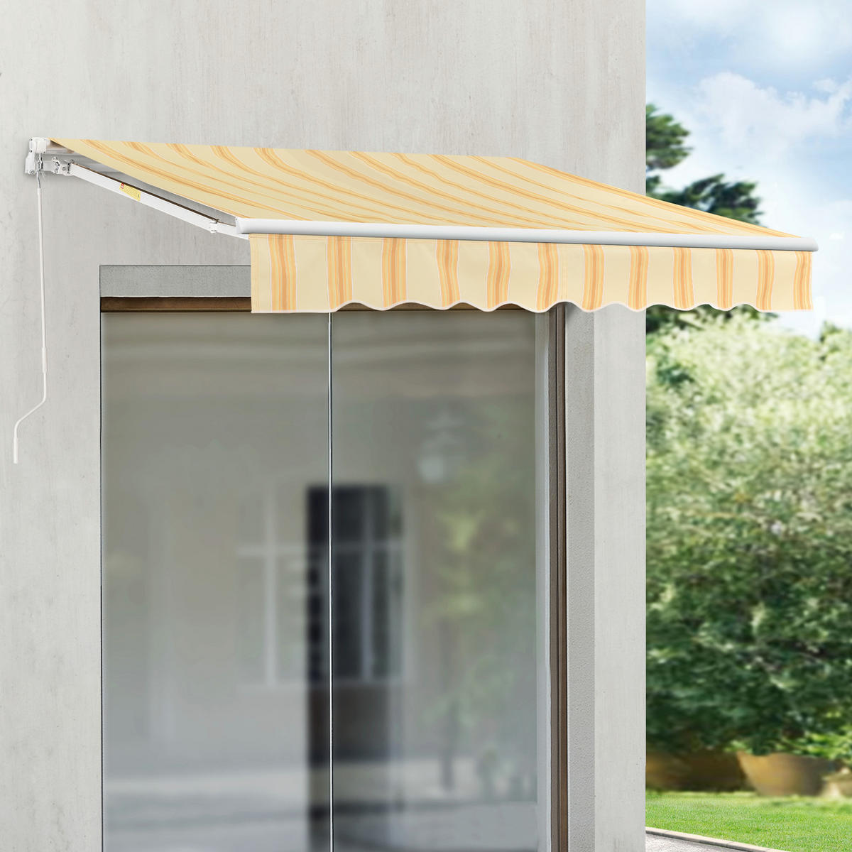GELENKARMMARKISE Bitonto - Gelb/Weiß, Textil (250/0.1/200cm) - [en.casa]