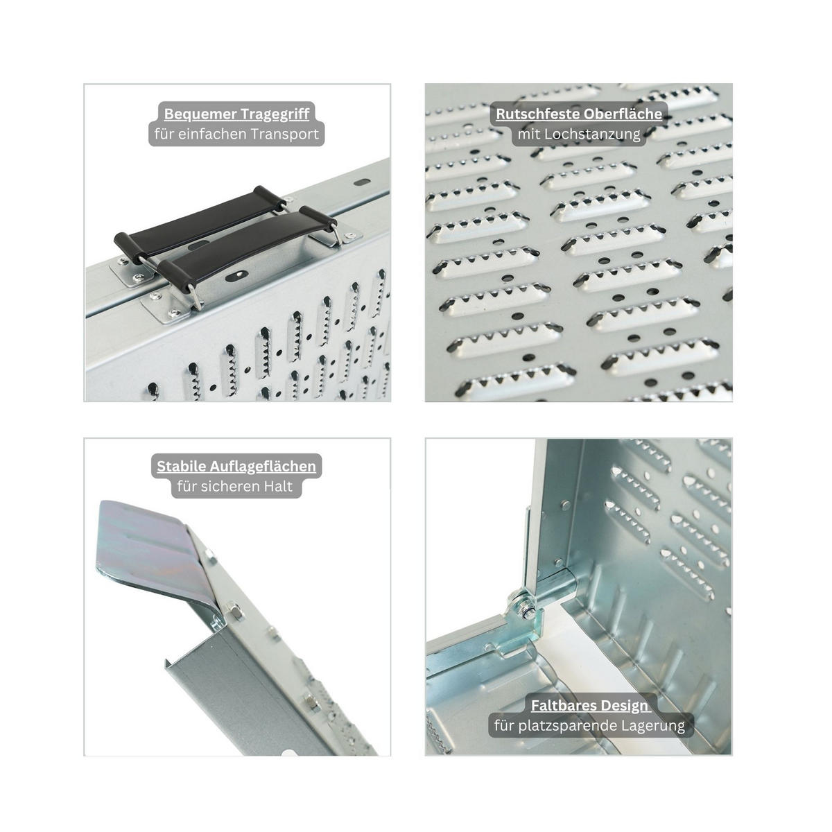 AUFFAHRRAMPE 2er-Set Schwerlastrampe Titan klappbar 22,5x165x4,5cm Traglast 200kg Verzinkt - Silberfarben, Metall (4.5/165/22.5cm) - PROREGAL