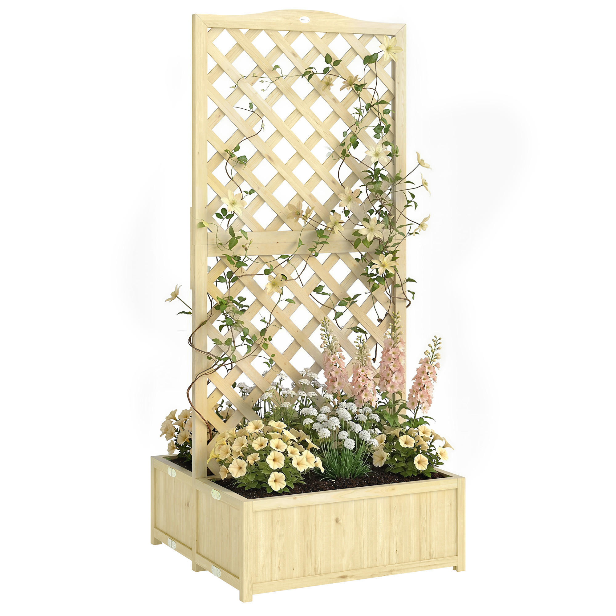 HOCHBEET DE-12299 klappbare Doppelbo/, 140 cm Rankhilfe Natur - Naturfarben, Holz (73/170/70cm) - ComfortXL