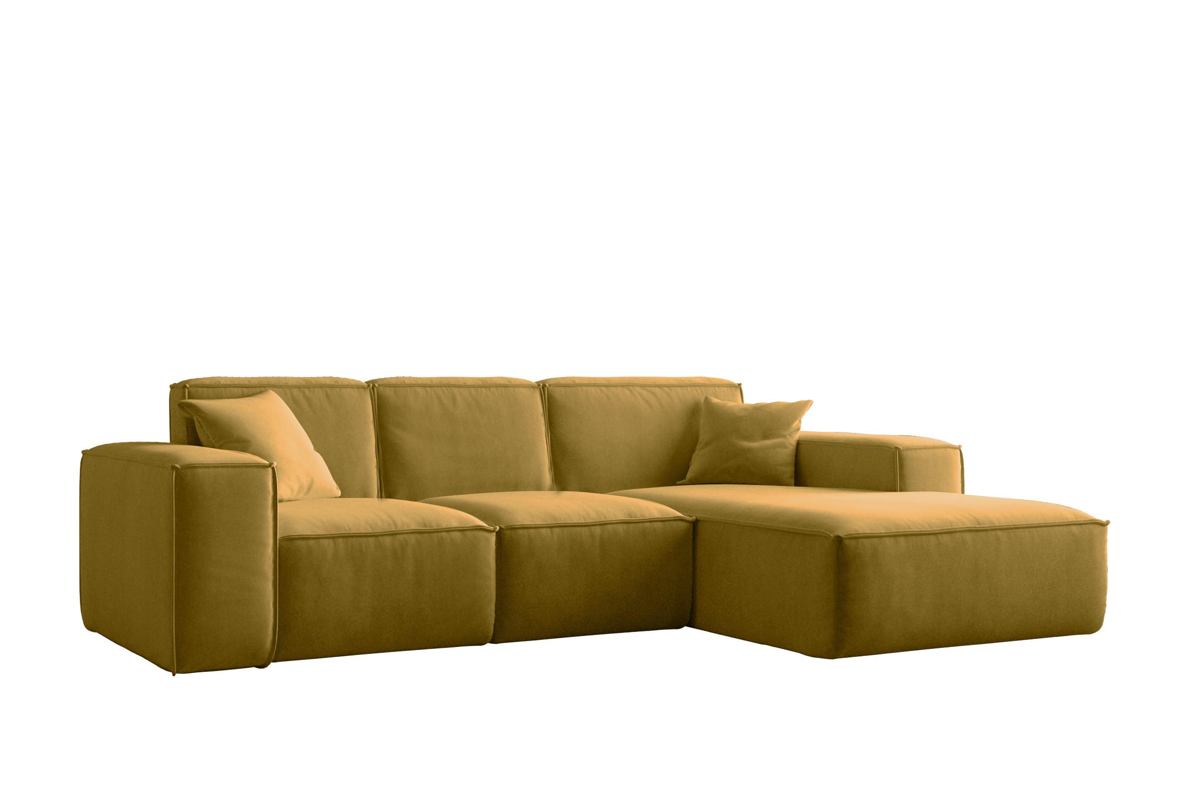 ECKSOFA, Sofa L form, Couch L form Siena L stoff Salvador Gelb Rechts - Gelb, Holz (266/165cm) - Kaiser Möbel