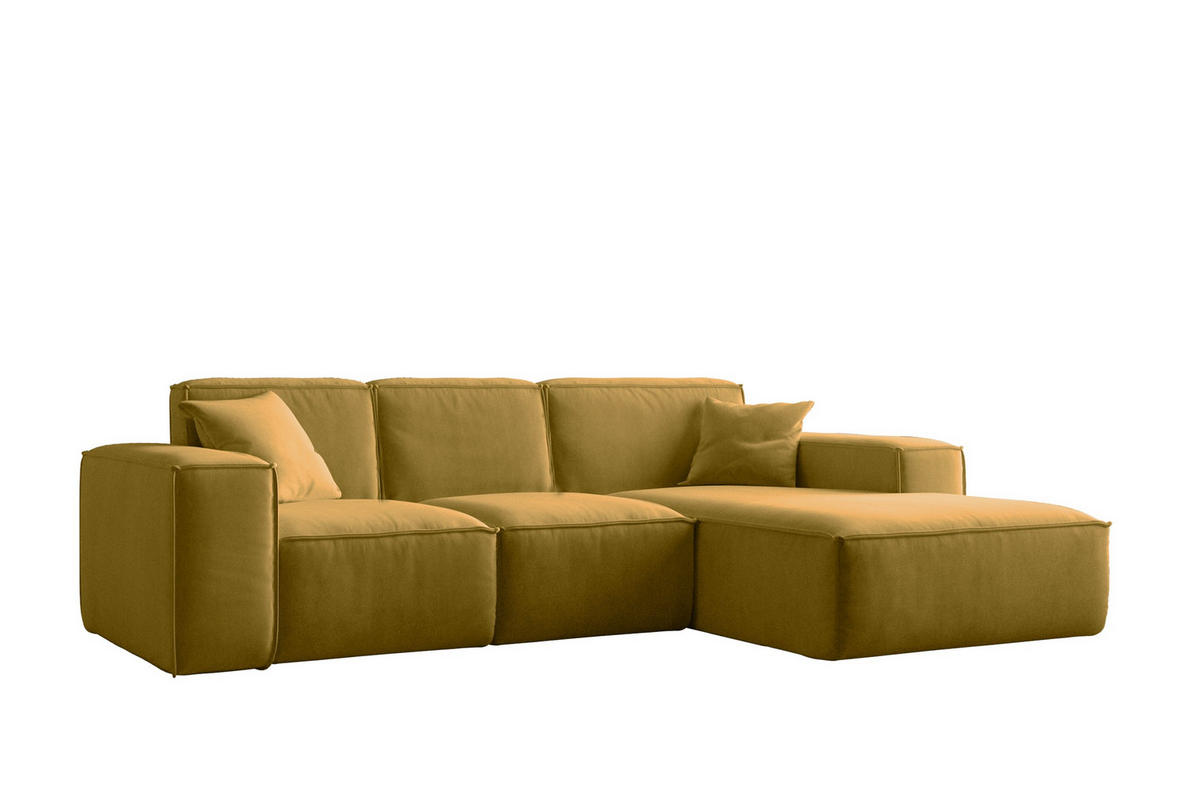 ECKSOFA L-Form Siena Stoff Salvador Gelb Rechts - Gelb, Holz (266/165cm) - Kaiser Möbel