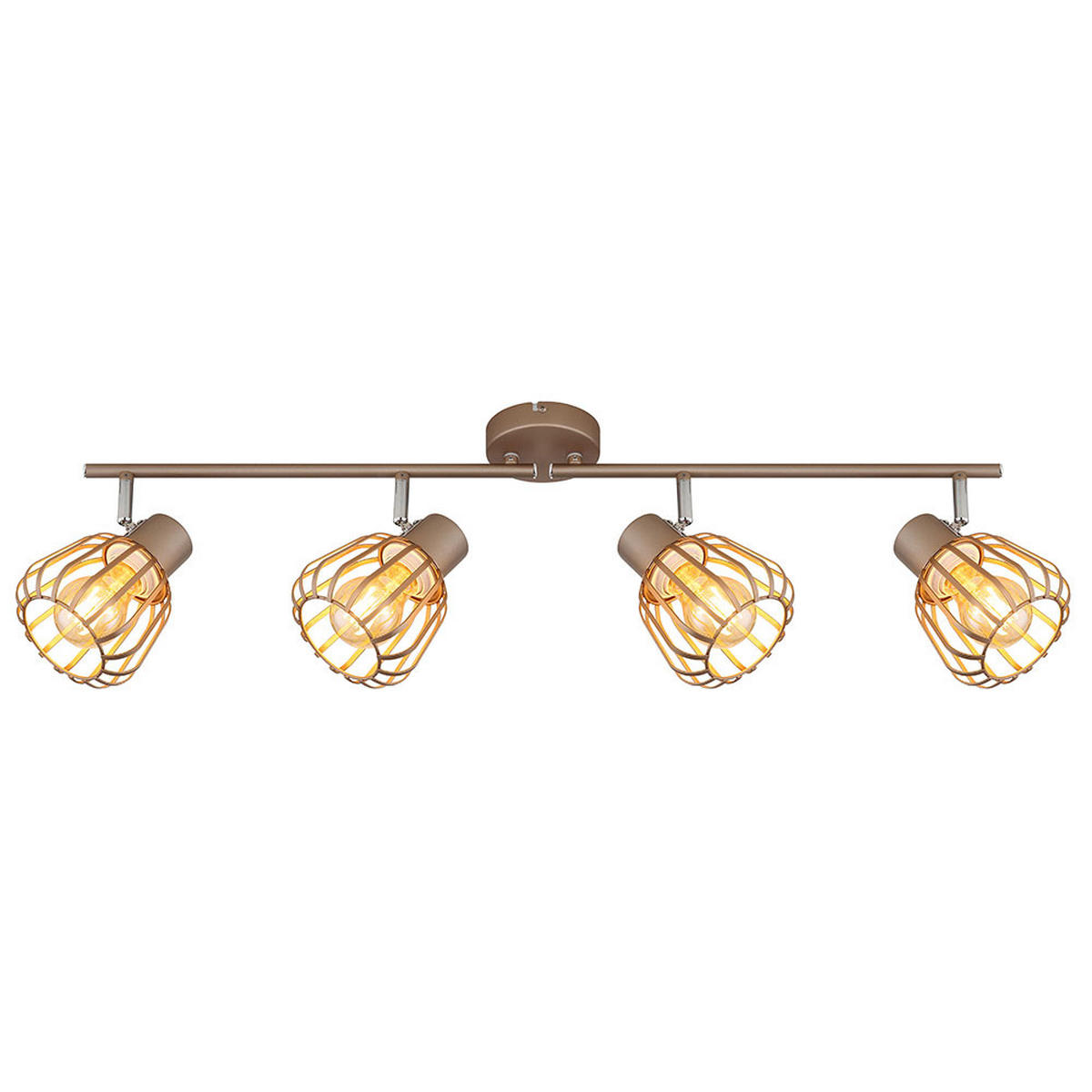 LED DECKENLEUCHTE OLIN Metall Braun, 4-flammig, L 80 cm - Braun, Glas (80/12.5/17.5cm) - Globo Lighting