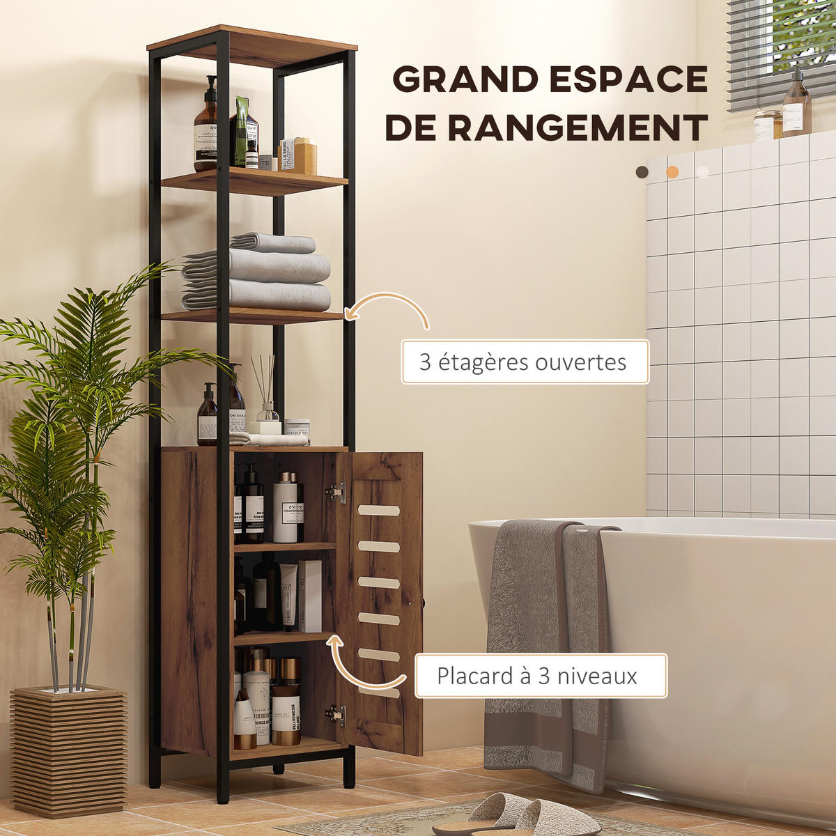 HOCHSCHRANK DE-12383 37/30/167 cm Rostbraun - Braun, Holzwerkstoff (30/167/37cm) - ComfortXL