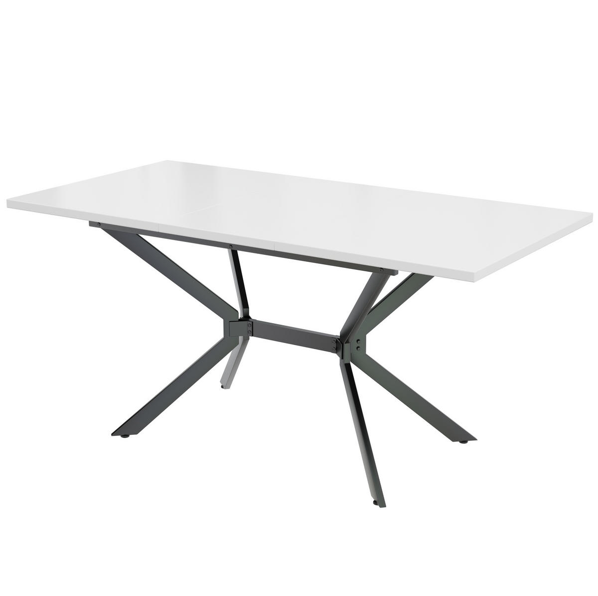 ESSTISCH 160/75/80 cm weiß mit höhenverstellbaren Metallbeinen - Weiß, Holzwerkstoff (160/75/80cm) - OKWISH