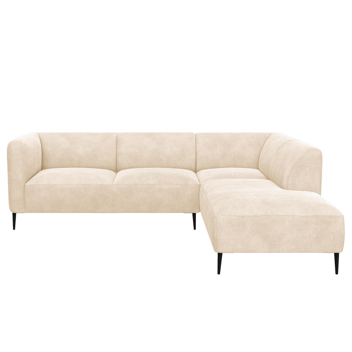 2,5-SITZER ECKSOFA mit Ottomane - Beige/Schwarz, Textil/Metall (252/205cm) - home24