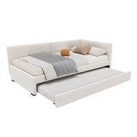 AUSZIEHBETT 90/200 cm in Beige mit Rollbett und Samtbezug - Beige, Textil (90/200cm) - Flora Grace