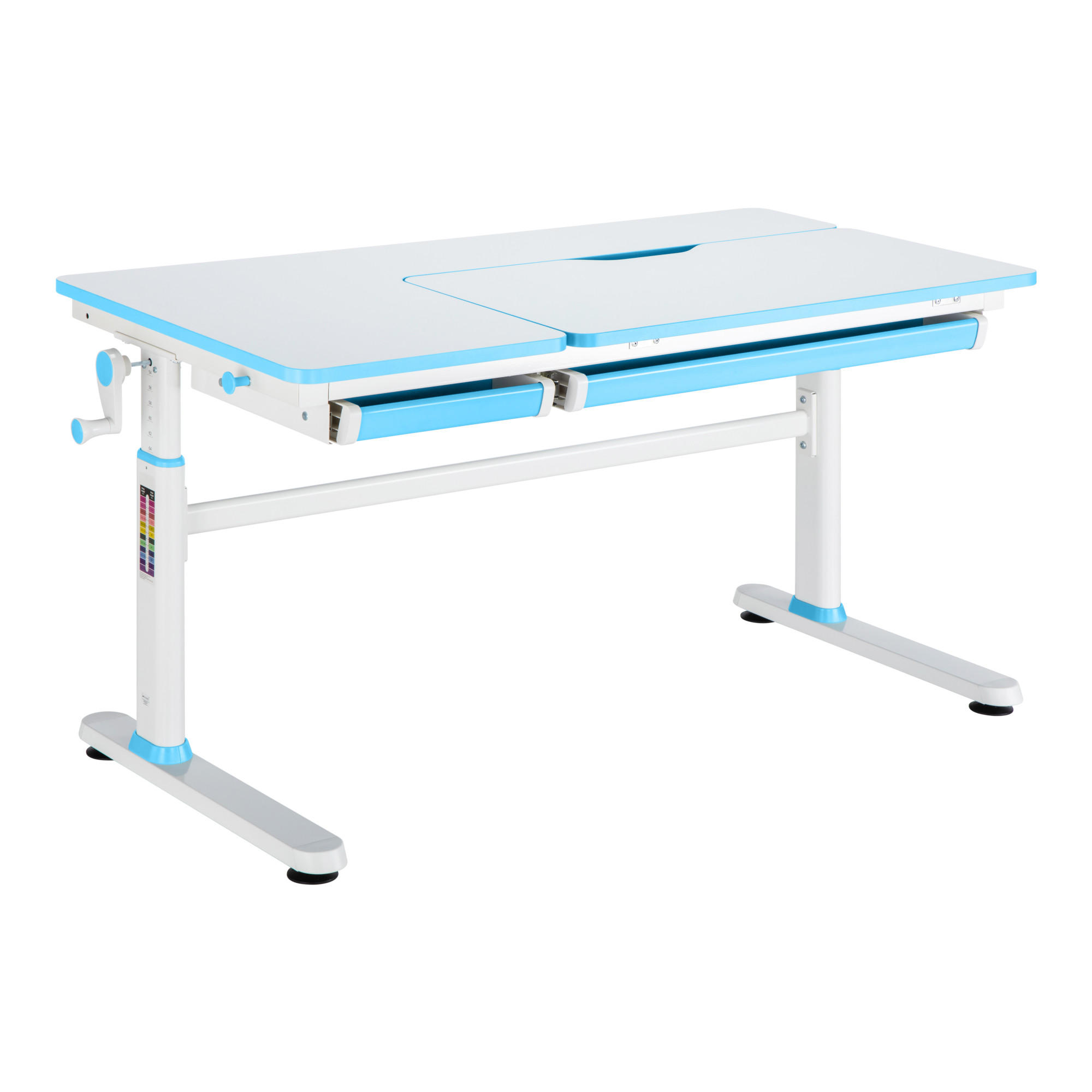 SCHÜLERSCHREIBTISCH Sauda - Blau/Weiß, Holzwerkstoff/Kunststoff (120/76/60cm) - [en.casa]