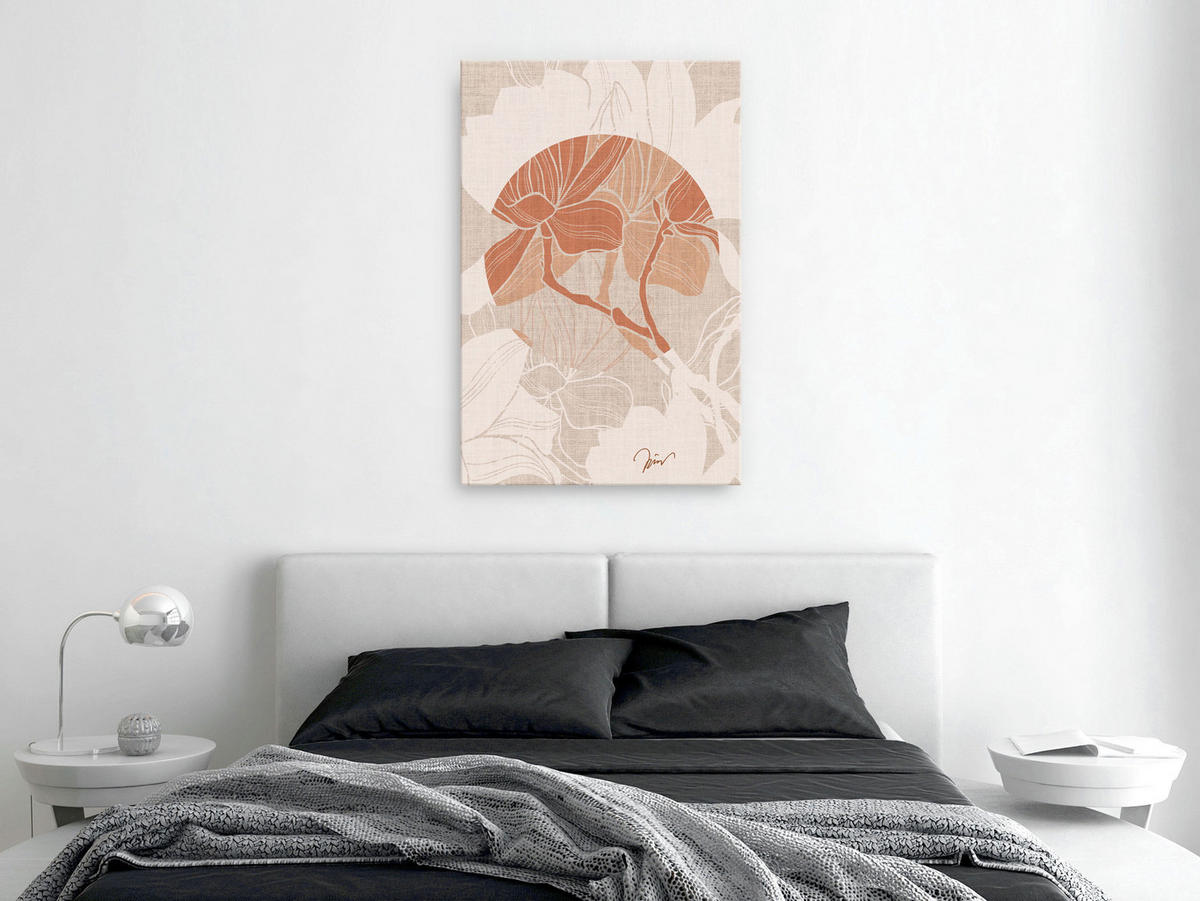 KUNSTDRUCK Grau 40/60 cm - Orange/Grau, Textil (40/60cm) - KUNSTLOFT