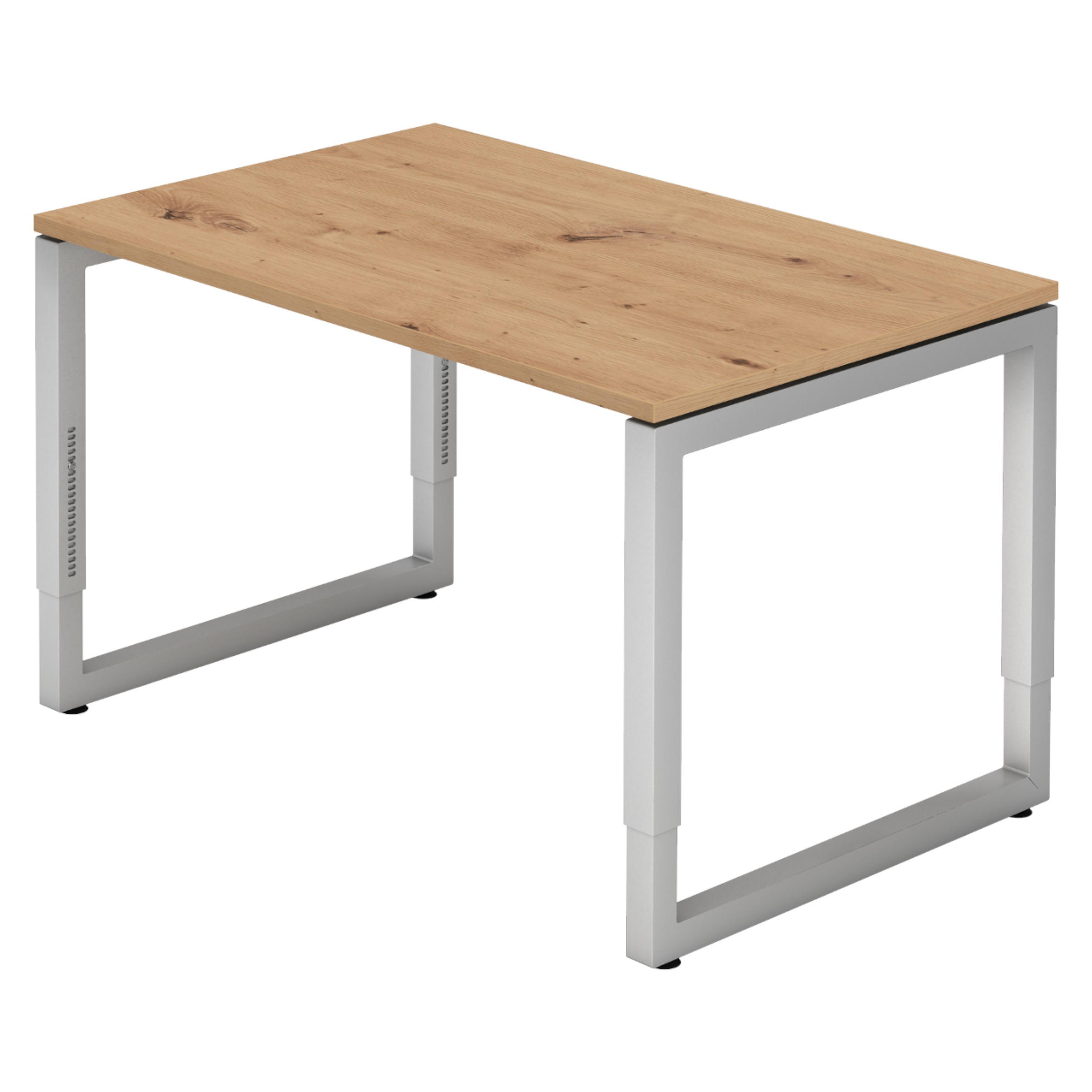 SCHREIBTISCH Serie-R 80/120/74 cm in Wildeiche/Silberfarben - Wildeiche/Silberfarben, Holzwerkstoff (80/120/74cm) - bümö