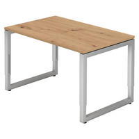 SCHREIBTISCH Serie-R 80/120/74 cm in Wildeiche/Silberfarben - Wildeiche/Silberfarben, Holzwerkstoff (80/120/74cm) - bümö