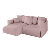 ECKSOFA mit Schlaffunktion und Bettkasten ONESK-L 208x165x40 Rosa Cord - Rosa, Holzwerkstoff/Kunststoff (208/165cm) - ALTDECOR