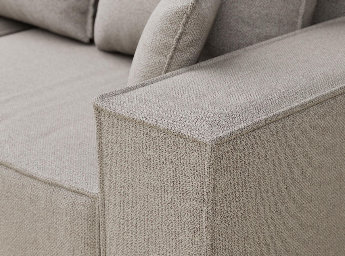 ECKSOFA MIT SCHLAFFUNKTION Moyo Seidengrau Webstoff - Beige/Schwarz, Holz/Holzwerkstoff (255/148cm) - Maison de Reve