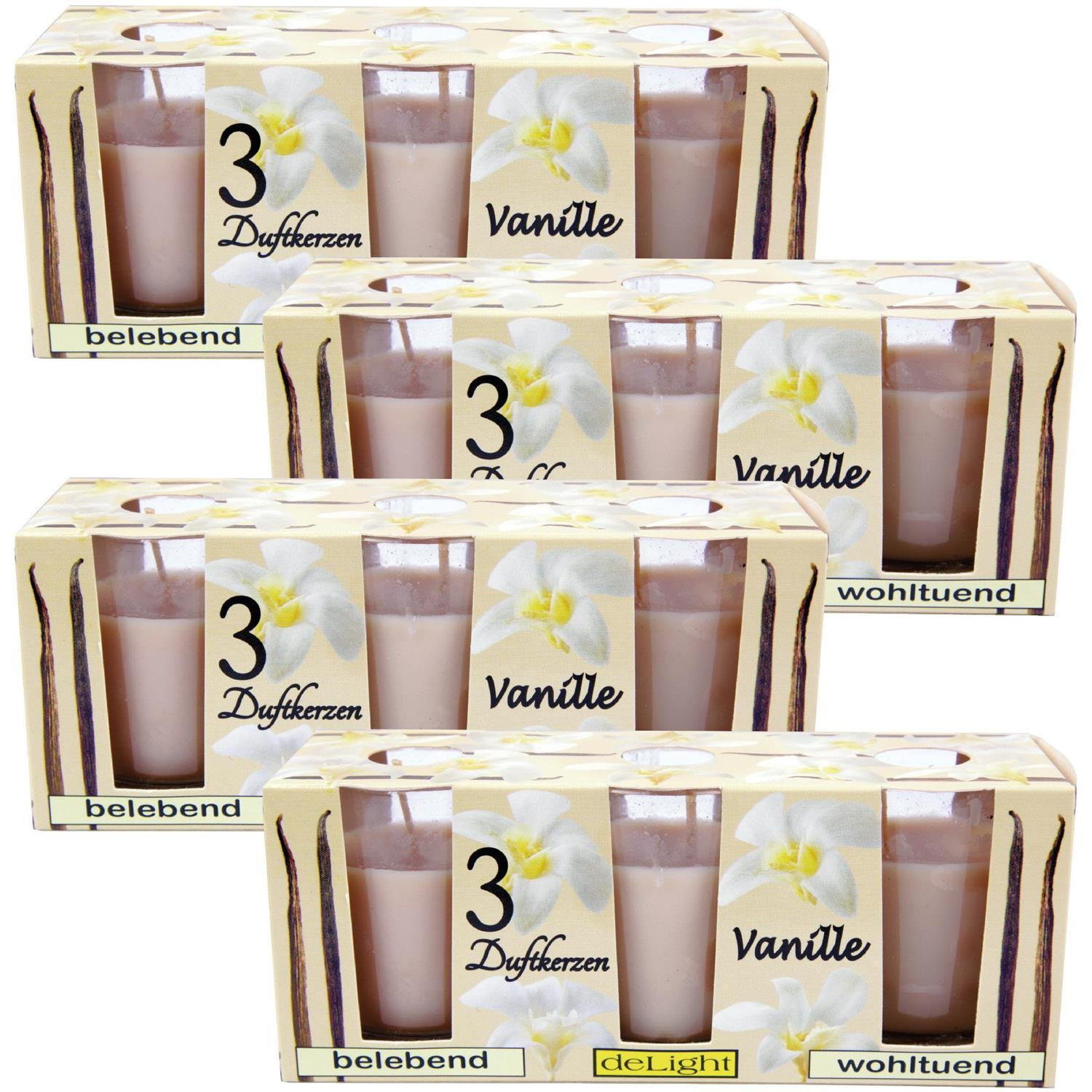 DUFTKERZEN Glas 12er-Pack Vanille - Creme, Naturmaterialien (7cm)