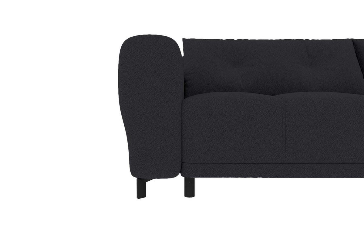 ECKSOFA Massimo Strukturstoff Schwarz inkl. Schlaffunktion Rechts - Schwarz, Textil/Metall (246/177cm) - 99rooms
