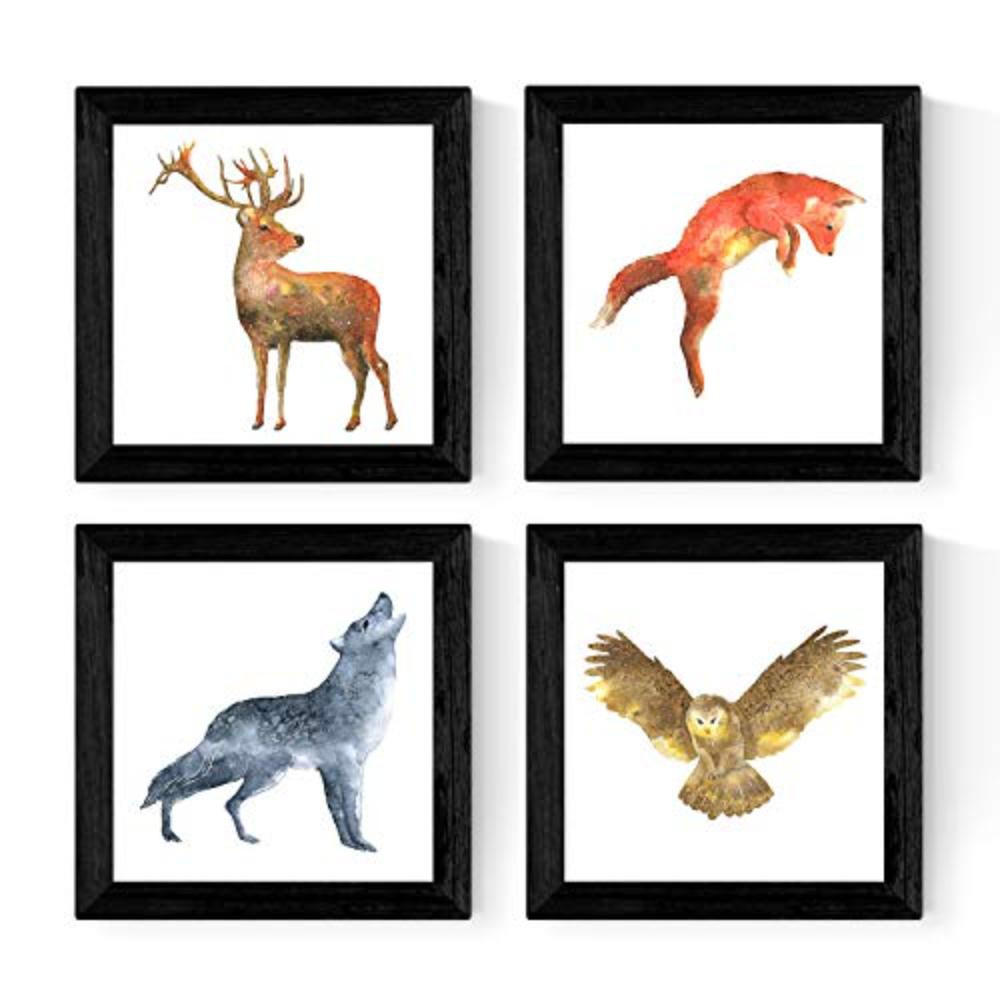 POSTER Set mit 4 Tieren 25x25 cm Rahmenlos - Klar, Papier (25/3cm) - Nacnic