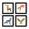 POSTER Set mit 4 Tieren 25x25 cm Rahmenlos - Klar, Papier (25/3cm) - Nacnic
