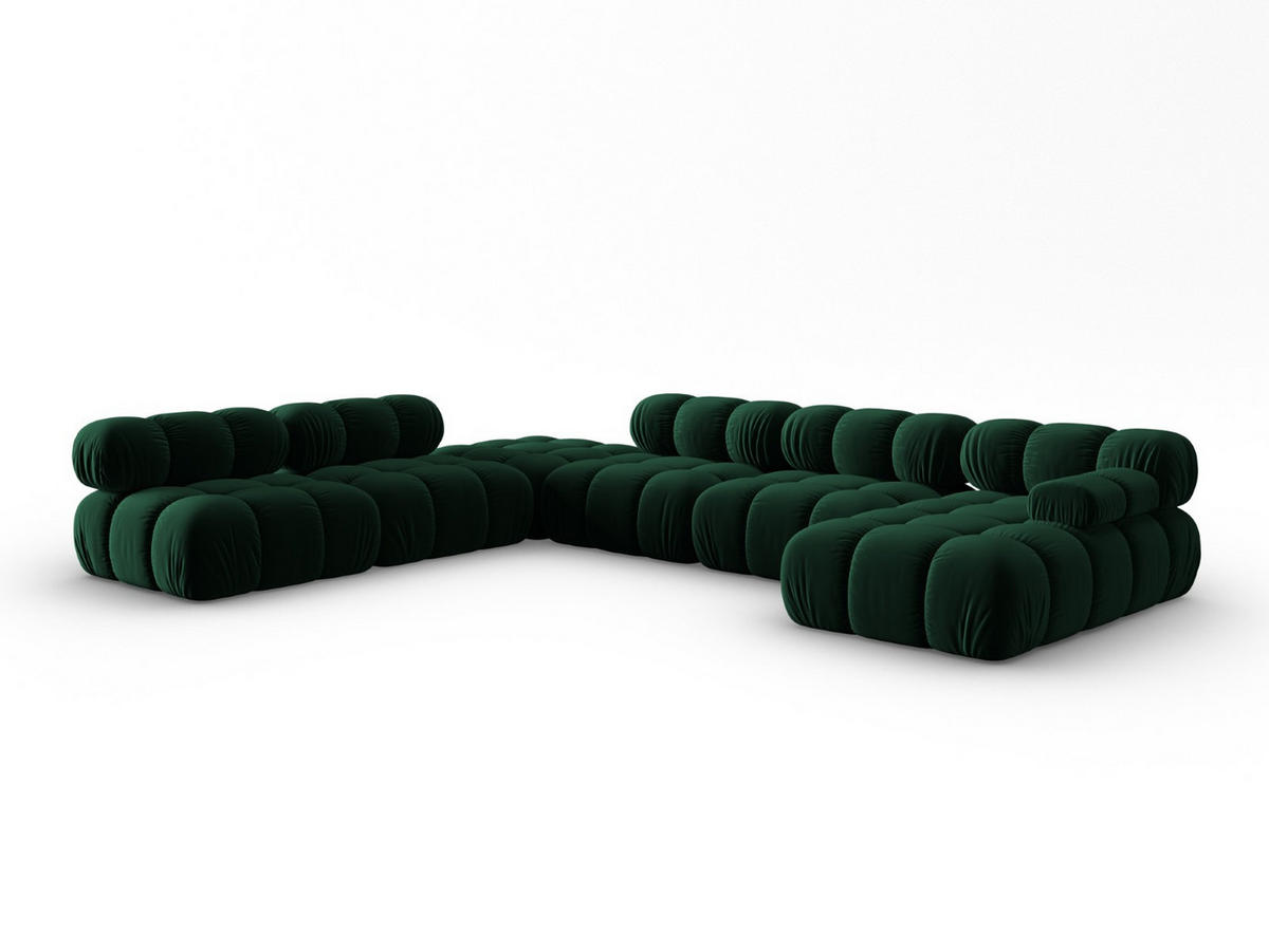MODULARES-PANORAMASOFA links Bellis aus Samt flaschengrün 7 Sitzplätze - Grün, Textil (282/63/379cm) - Micadoni