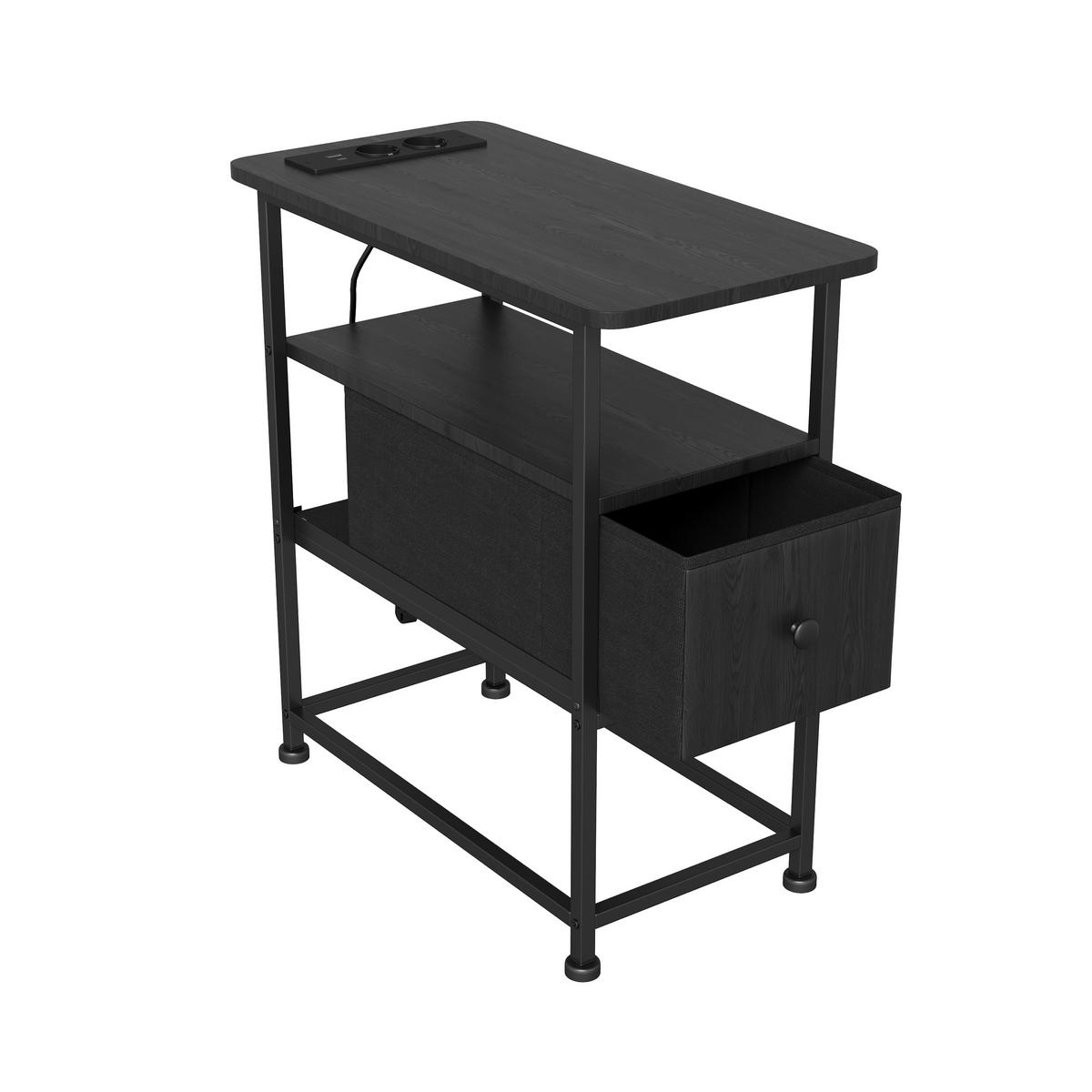 BEISTELLTISCH LED, 1 Schublade, EU-Steckdose, modern, praktisch, 30x60x62 cm, schwarz - Schwarz, Holz (60/30/62cm) - EuroLiving
