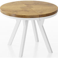 ESSTISCH Lume Weiß runder ausziehbarer, Lancelot Eiche 100-150/100/76 cm - Eichefarben/Braun, Holz/Holzwerkstoff (100/150/76cm) - WFL GROUP