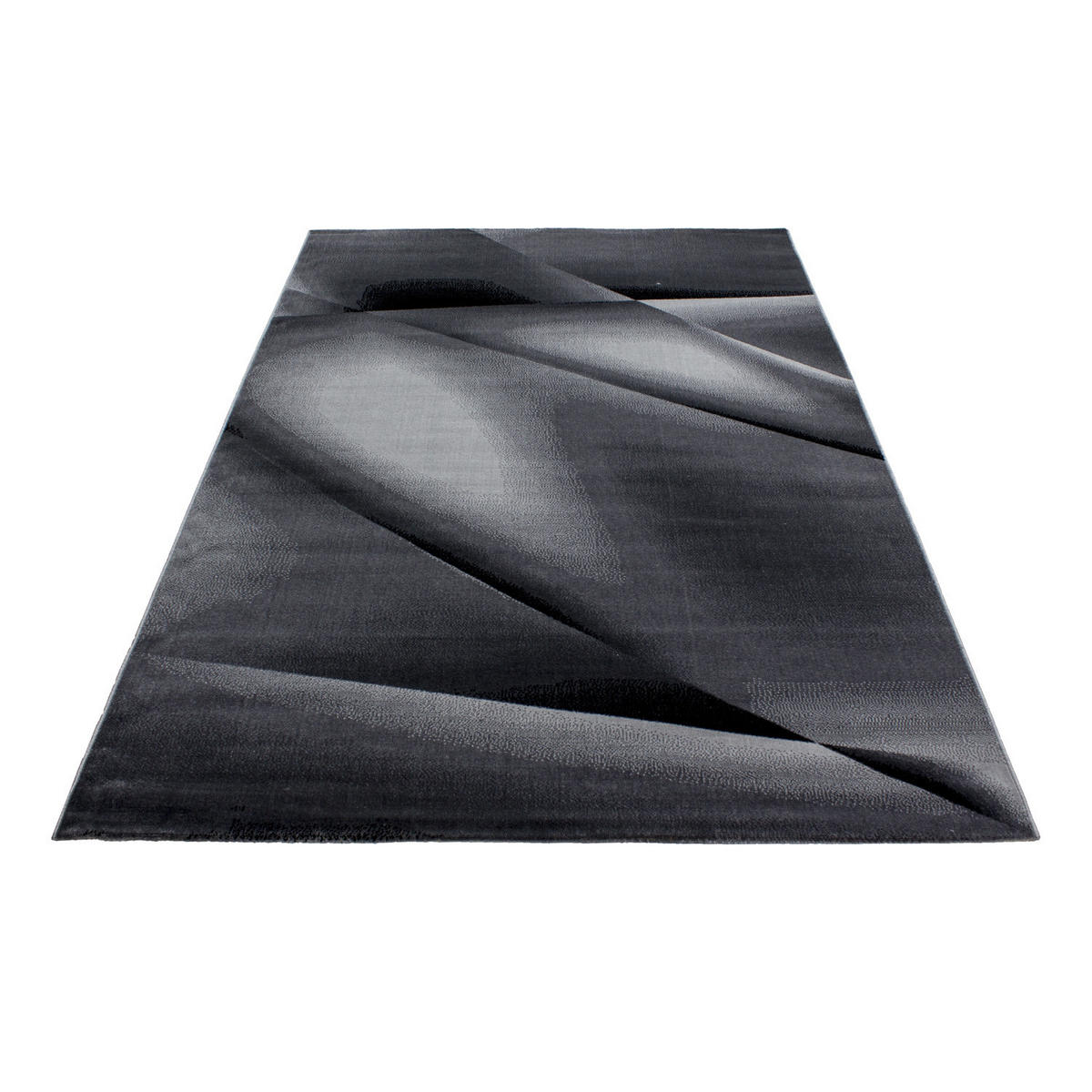 TEPPICH Kurzflor Abstrakt Polypropylen saugroboter Wohnzimmer Schwarz Läufer 80x150 - Schwarz, Textil (80/150cm) - KADIMA DESIGN