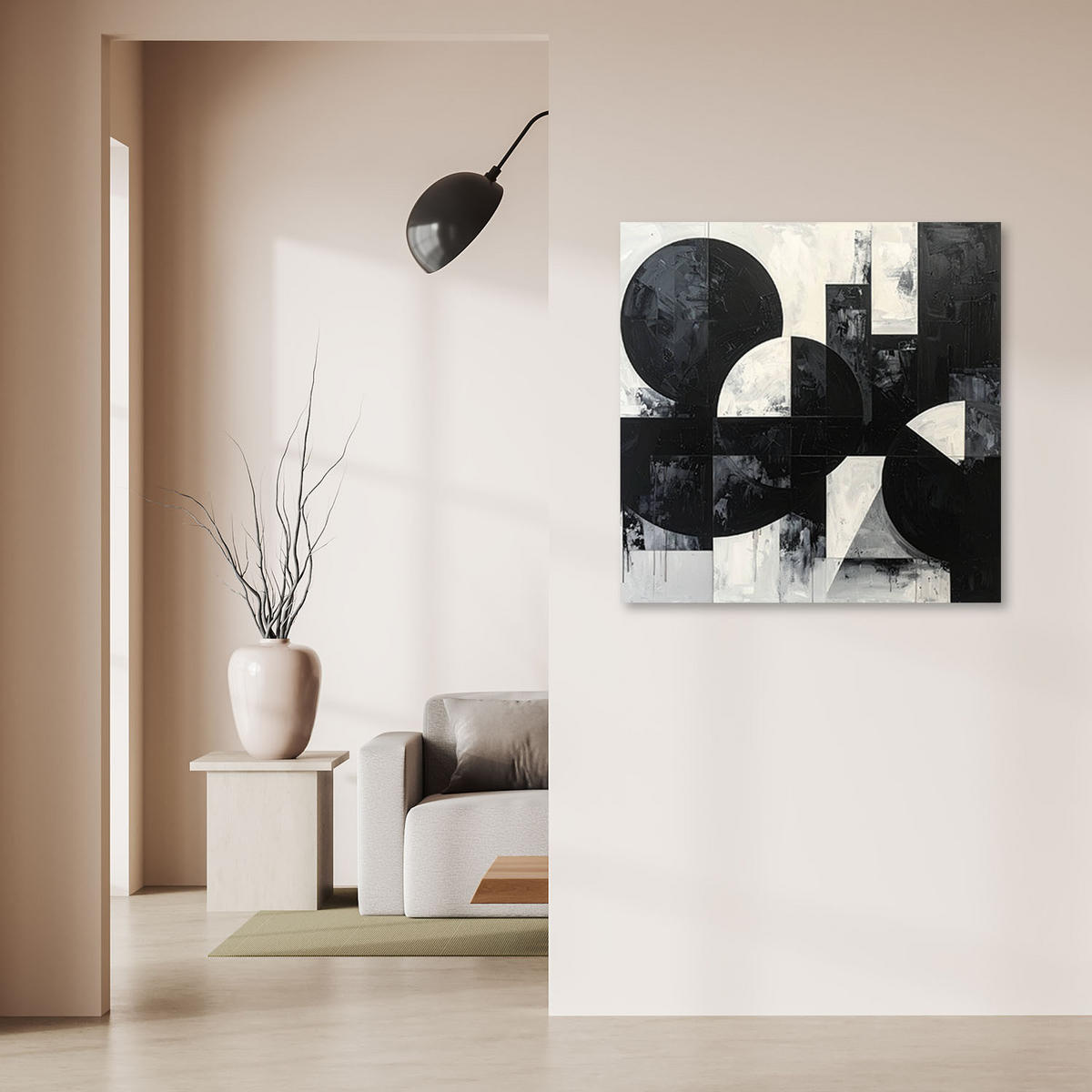 LEINWANDBILD 3D und geometrisch 20x20cm - Schwarz, Textil (20/20cm) - Feeby