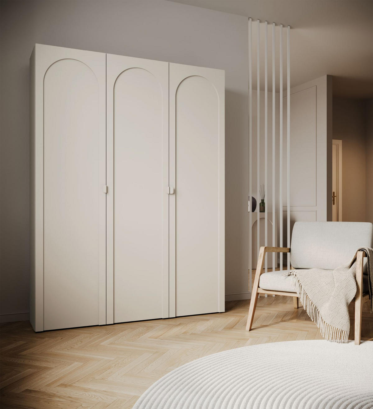 KLEIDERSCHRANK Arkadia Kaschmirgrau mit 3 Türen 150 cm - Taupe, Holzwerkstoff (150/200/53cm) - Selsey