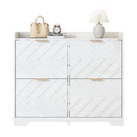 SCHUHSCHRANK 105/24/90 cm in Weiß mit 4 Klappfächern und 3D-Strukturfront - Weiß, Holzwerkstoff (105/90/24cm) - Flora Grace