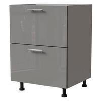 SCHUBLADENUNTERSCHRANK Essen D2A/60/1A Grau Hochglanz / Grau Matt 60 / 50 / 82cm - Grau, Holz/Holzwerkstoff (60/82/50cm) - Feldmann-Wohnen