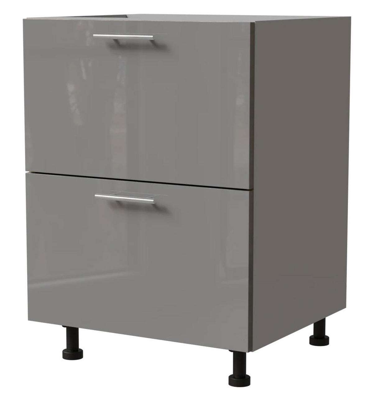 SCHUBLADENUNTERSCHRANK Essen D2A/60/1A Grau Hochglanz / Grau Matt 60 / 50 / 82cm - Grau, Holz/Holzwerkstoff (60/82/50cm) - Feldmann-Wohnen