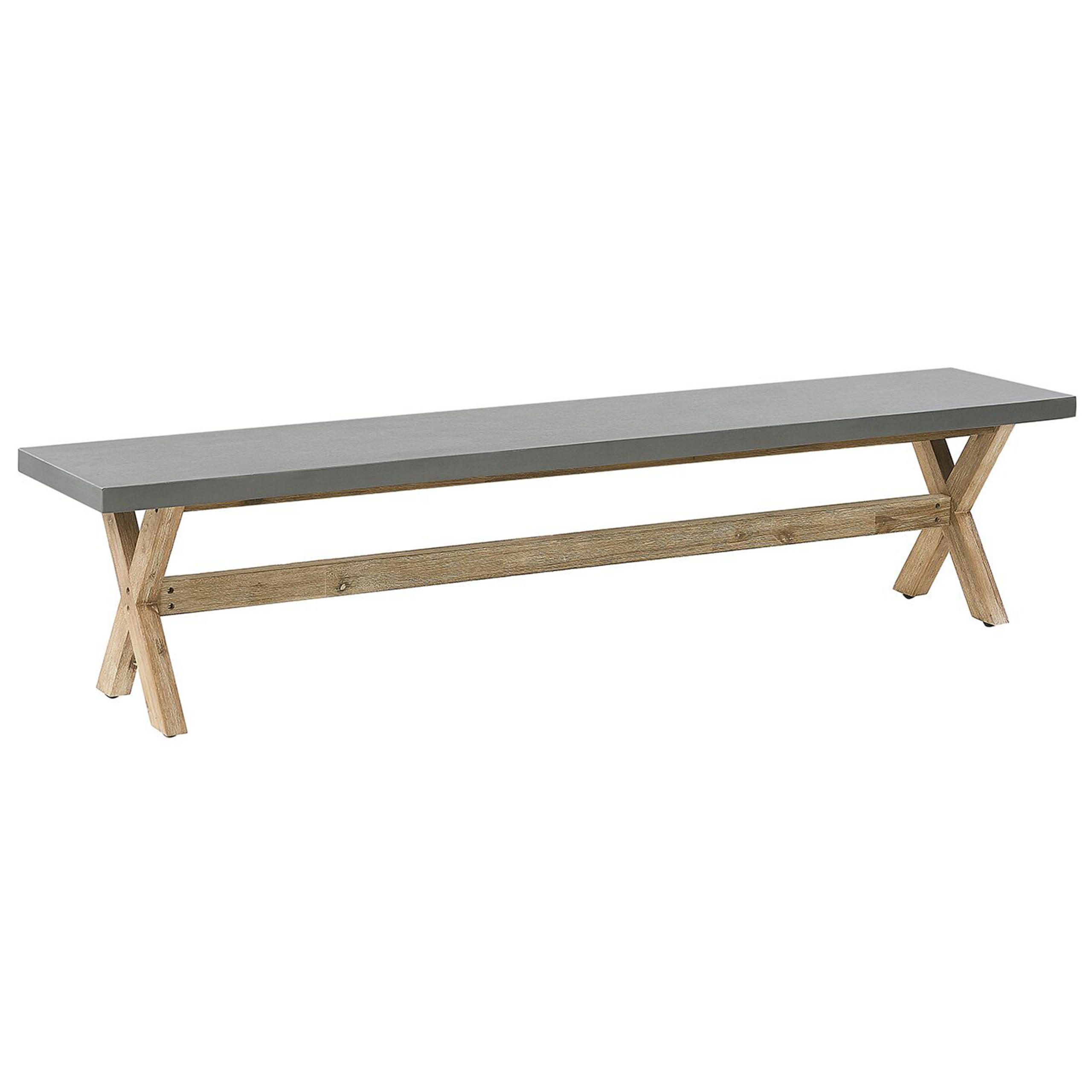 GARTENBANK Faserzement/Akazienholz grau/heller Holzfarbton 200 cm Olbia - Grau, Stein (200/45/40cm) - Beliani