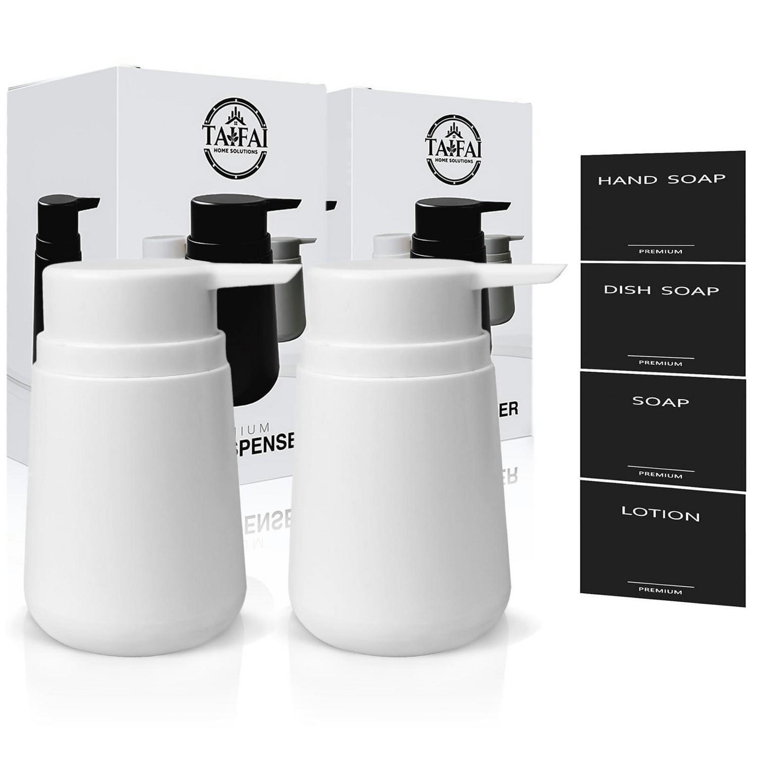 SEIFENSPENDER Set 2 Stück 320 ml Kunststoff Weiß - Weiß, Kunststoff (7.8/13.5/7.8cm)